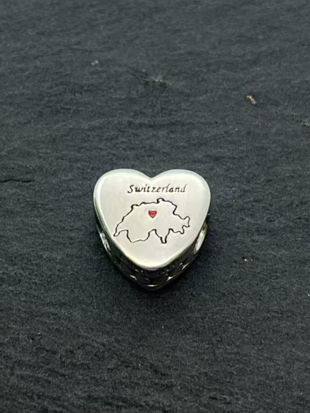 Pandora Switzerland Map Heart Charm Sterling Silver Jewelry